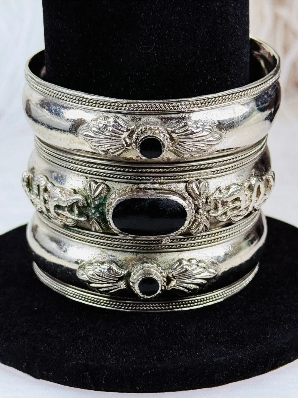 Bohemian chic, aged Silvertone, large, wide band, cuff bracelet